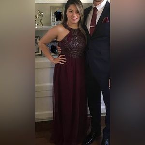 Dress with Shaw color: Wine